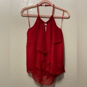 Holiday Elegant Red Layered Gold Chain Women's Top